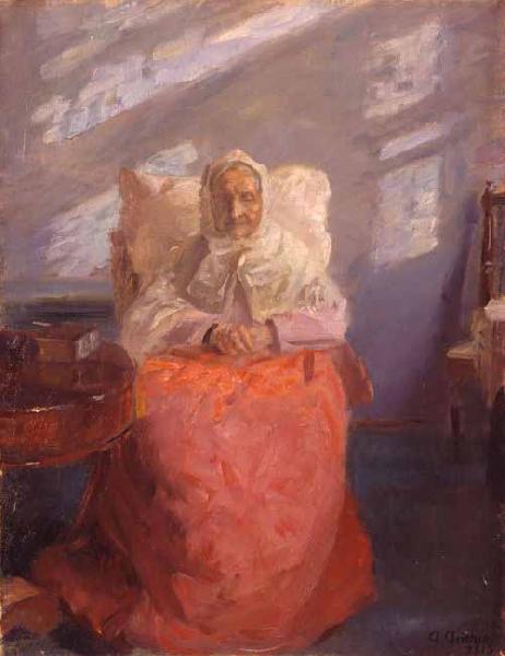 Anna Ancher Mrs Ane Brndum in the blue room